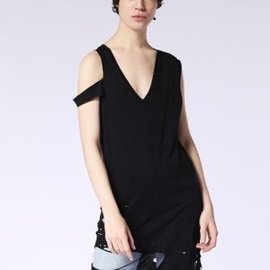 NWT Diesel T-Shane Destroyed Long T-shirt Black XS